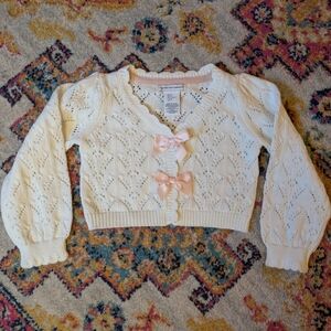 Cupcakes And Cashmere Toddler Knit Cardigan with Pink Bows